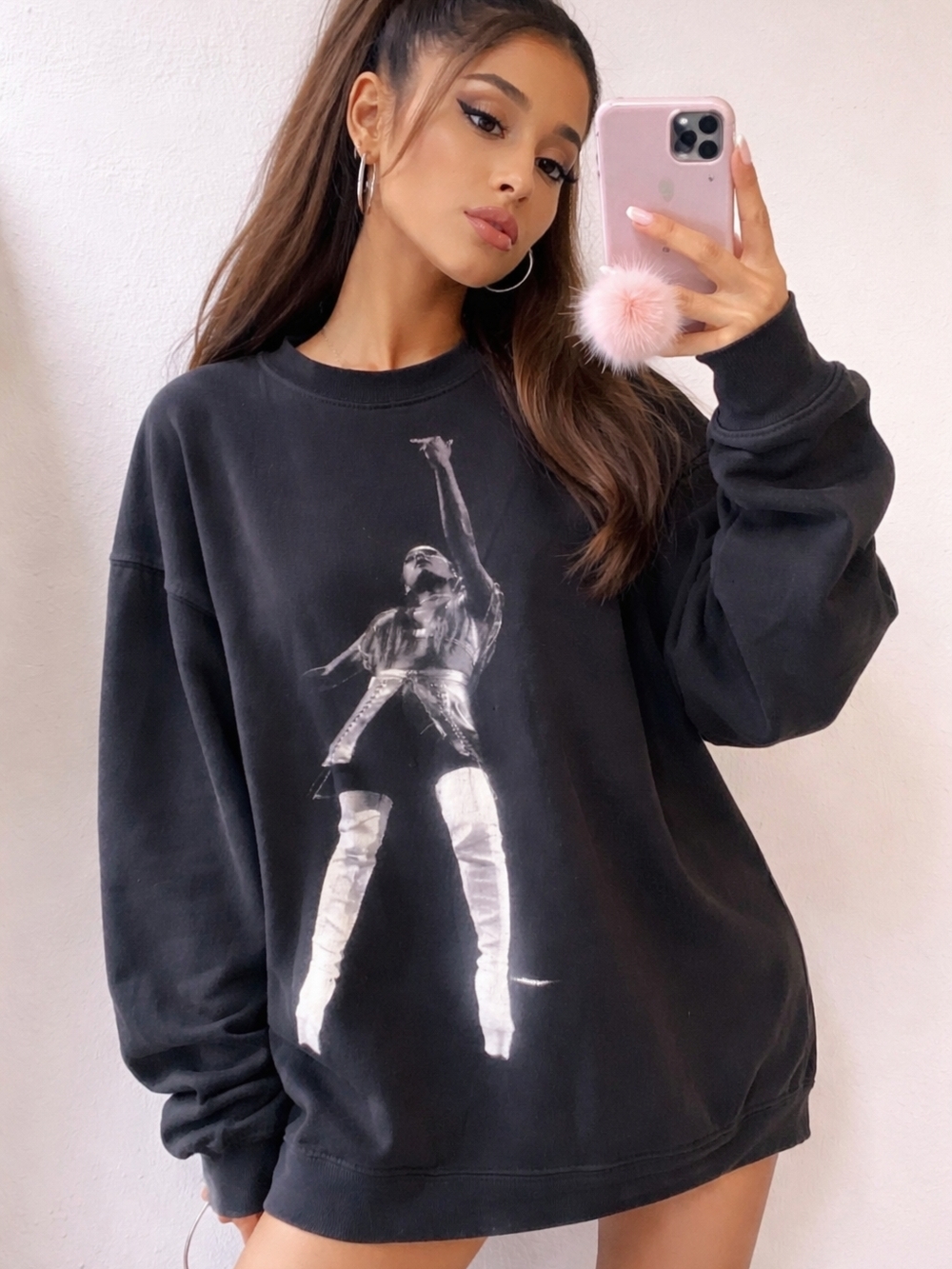Ariana Grande Black Graphic Pullover Sweatshirt